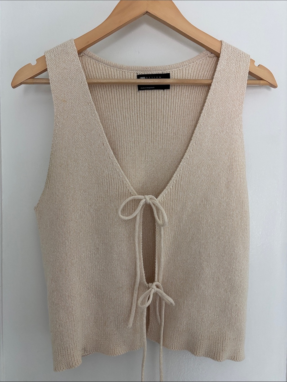 ASOS Design Cream Knit Tie-Front Tank Top size M